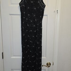 Sophisticated Black Beaded Maxi Dress